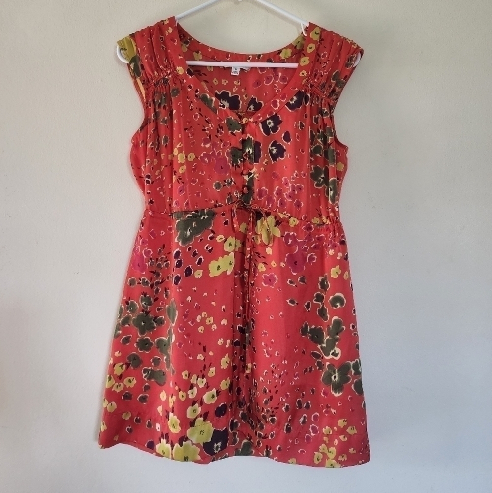 Womens CAbi mid button front cap sleeves flowy top size small